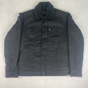 Levis Trucker Jacket Mens Medium Black Sherpa Denim Jacket Outdoors Casual